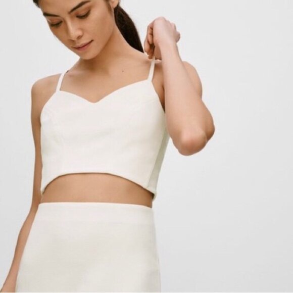 Babaton cropped bustier viscose blend L eggshell wht - Picture 1 of 3